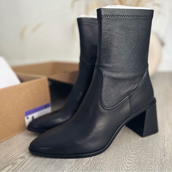 Zara Ankle Heeled Genuine Leather Boots New - Picture 1 of 12
